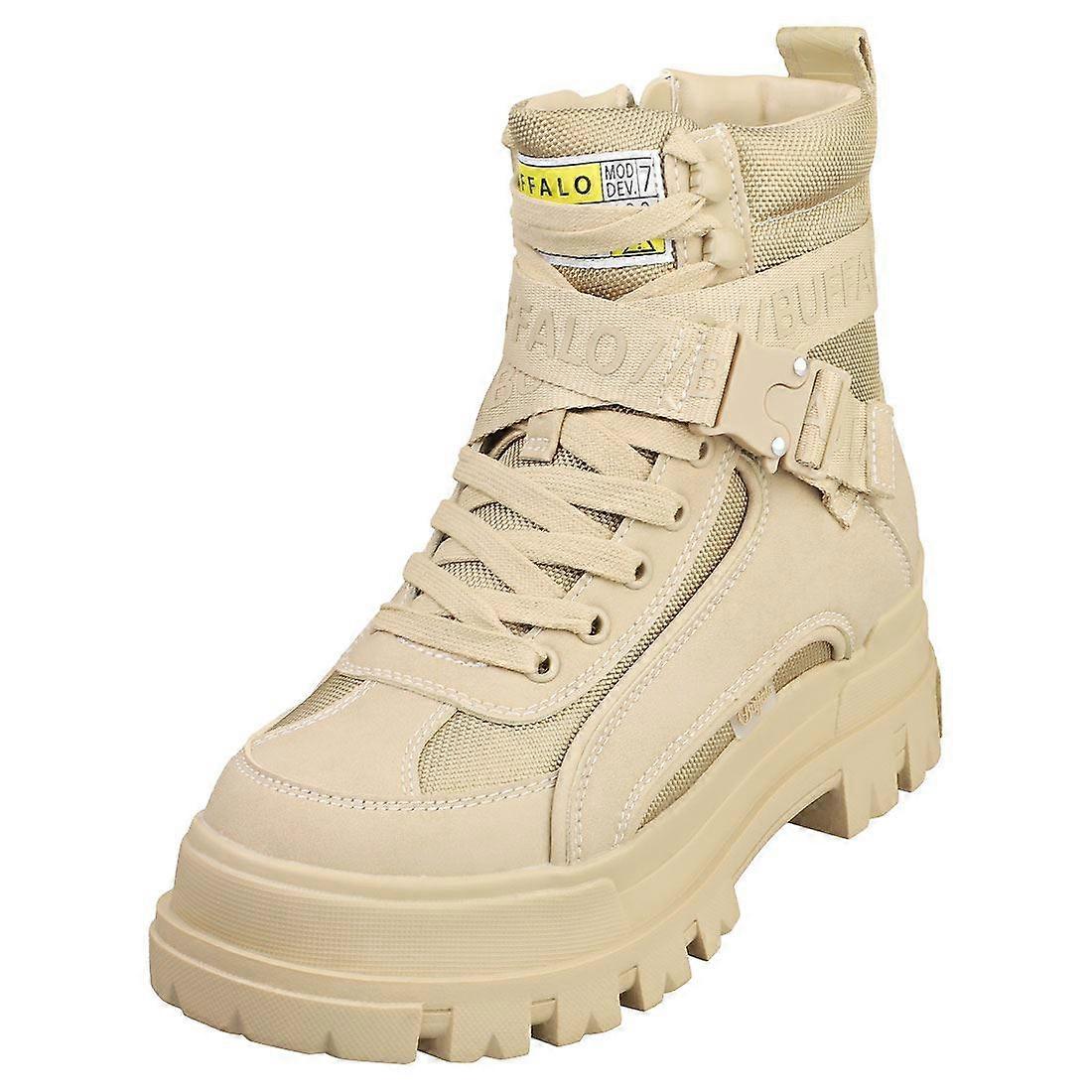 Buffalo Aspha Com1 Womens Platform Boots in Beige