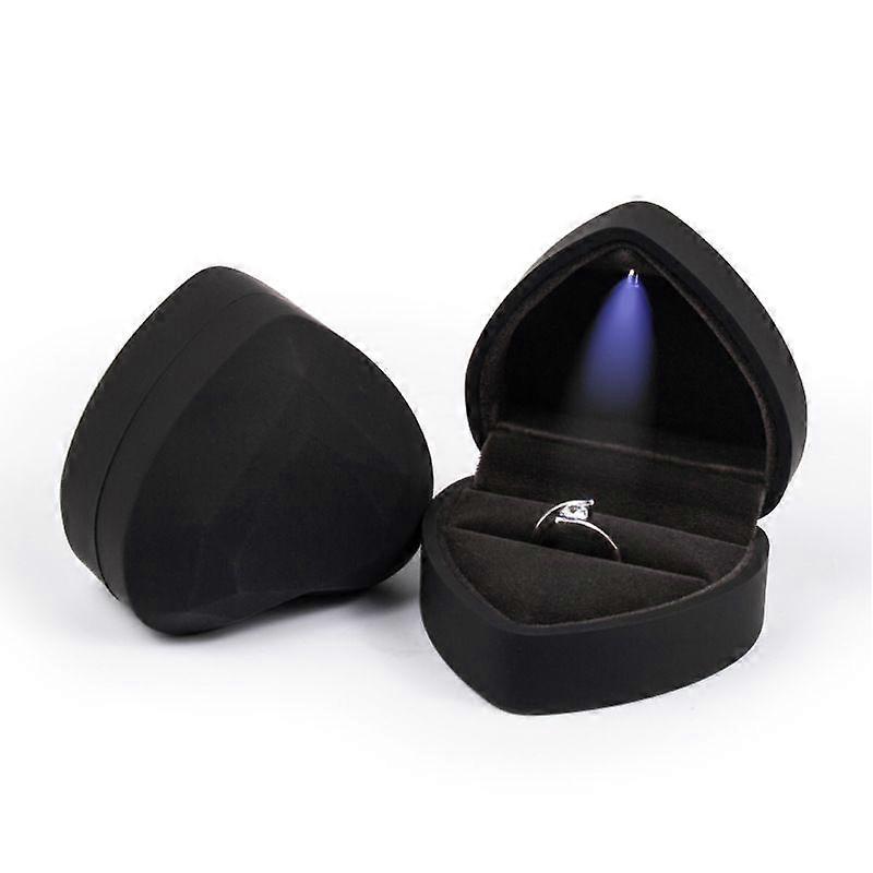 Heart Shaped Ring Box Jewelry Black