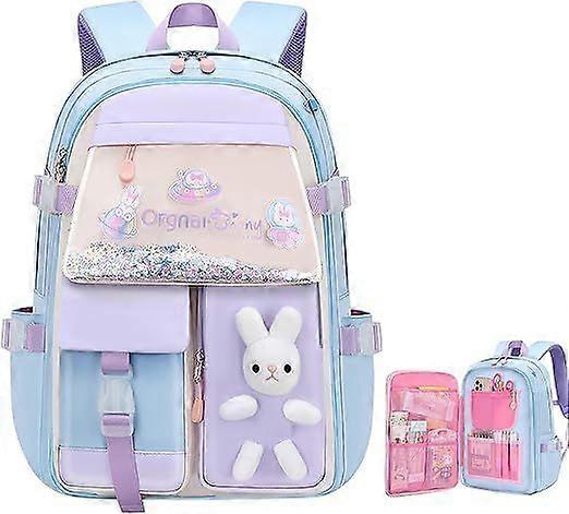 女の子のためのランドセル、超軽量子供用バックパックカジュアルガールズスクールバックパック軽量学生デイパック大容量防水1-6グレード