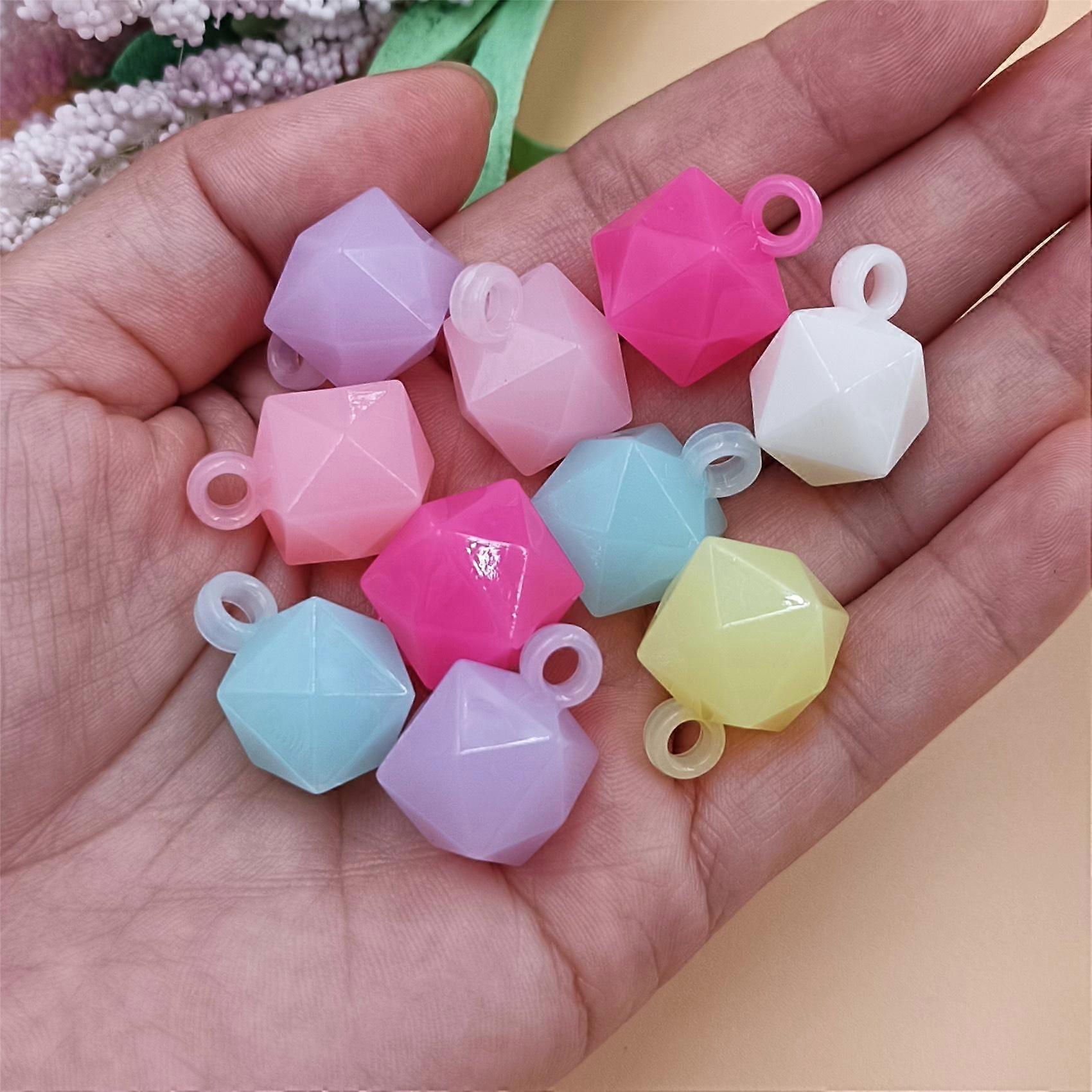 Hanmade Car Key Chain Acrylic Colored Mobile PhoneChain Loose Bead Hanging Hole Jewelry Beaded 10pcs 16 * 21mm Polyhedral cube