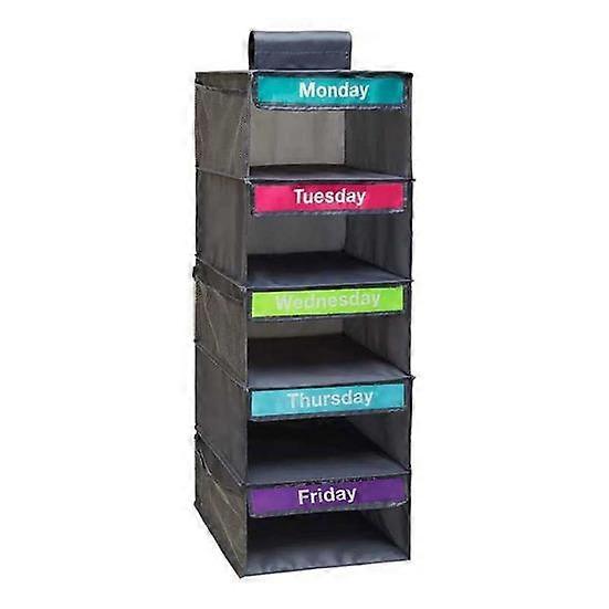 5-Shelf Kids Hanging Closet Organizer Customizable Labels Design Large Capacity Daily Clothes Storage Bag with 5 Side Pockets