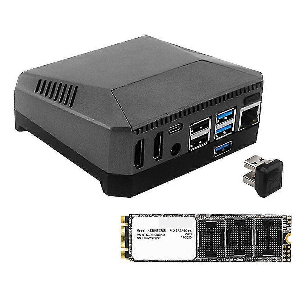 con For 4 Argon M.2 Aluminum Case SATA SSD to USB 3.0 Adapter Built-in Cooling Fan 512G SSD Card