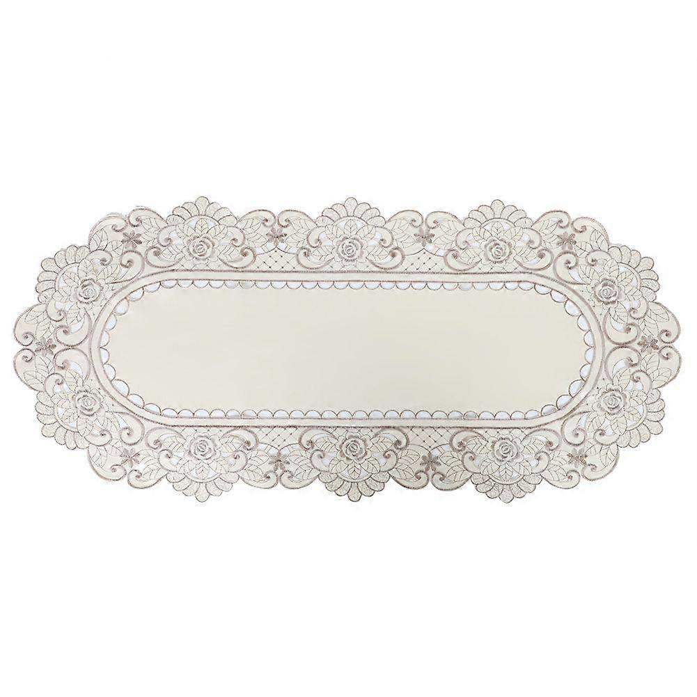 Oval Table Flag Floral Embroidered Wedding Table Runner Table Cloth Placemat (85*40cm)