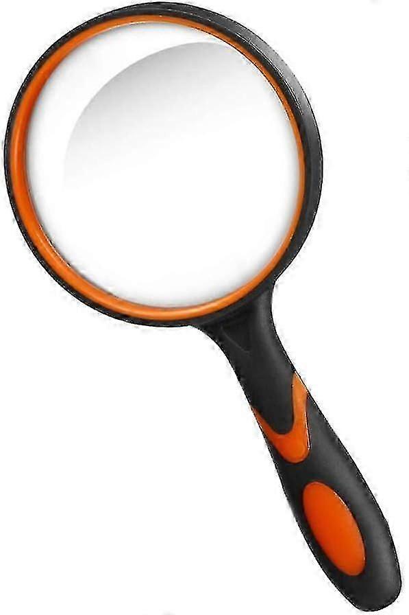 10x Reading Magnifier With Non-slip Soft Rubber Grip With 75mm Magnifier And Shatterproof Mirror For Reading, Inspection, Insects - Orange