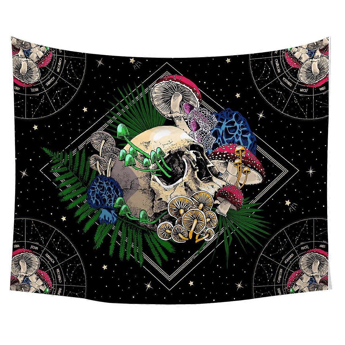 Skull Tapestry Colorful Mushroom Tapestry Constellation Tapestry Black Starry Tapestry Trippy Tarot Tapestry Wall Hanging for Room