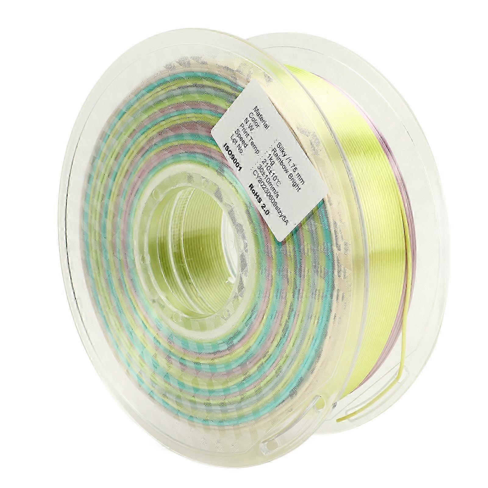 PLA Filament Color Gradient Rainbow Multicolored Silky Shiny 1.75mm 3D Printer Filament