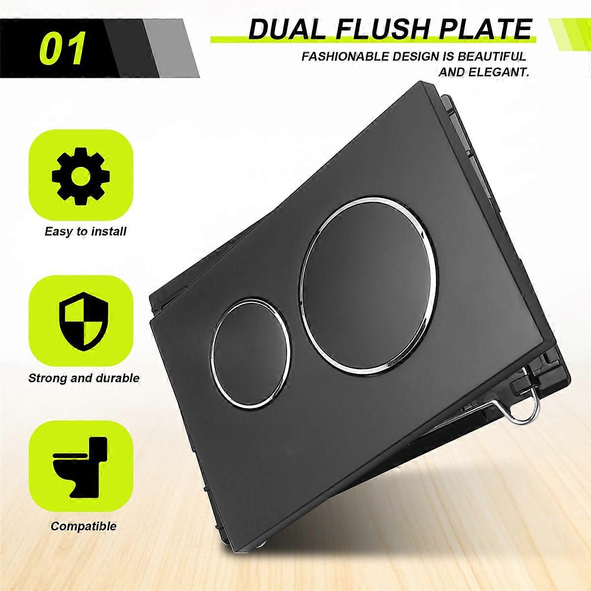 Flushing Plate with Flush Lever Set and Mounting Frame, Black+Silver