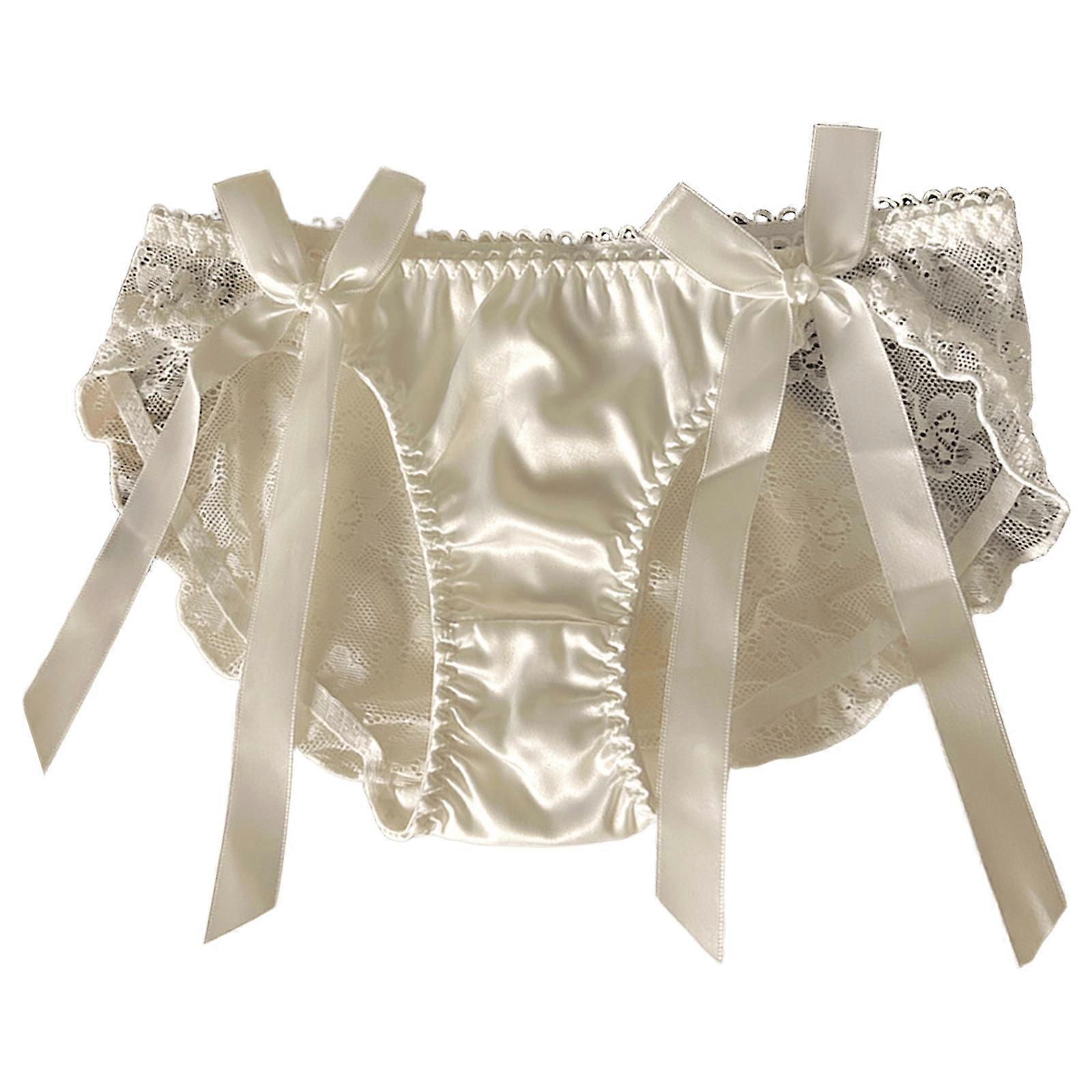 Blonder Undertøy Bomull Bikini Truser Blonder Truser Stretch Truser Pustende Underbukser Hipstere Truser For Kvinner Jenter Hvit XL