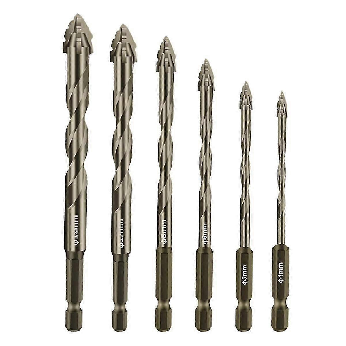 High Hardness 6-Piece Four-Flute Eccentric Drill Bits with Cozy Fit