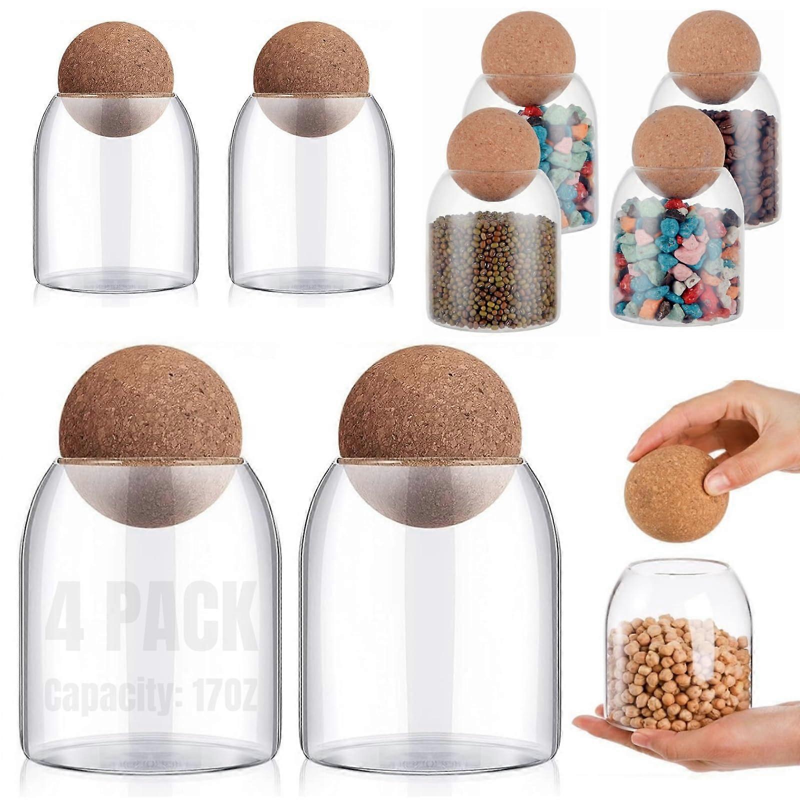 4-pack cute decorative glass tea and biscuit storage containers 17oz/500ml