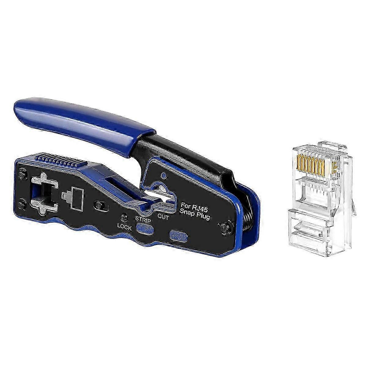 100Pcs Cat6 / Cat5E RJ45 Pass Through Connector Bundle with Crimping Tool