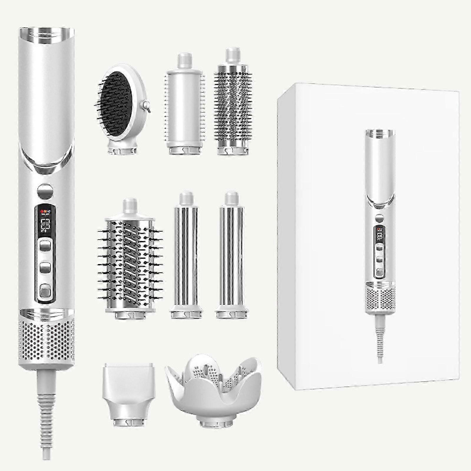 9-Piece Powerful Hair Dryer and Multi-Function Styler Set with Automatic Curler, Curl Diffuser, Oval Brush and Concentrator Attachment, Stone -GSL