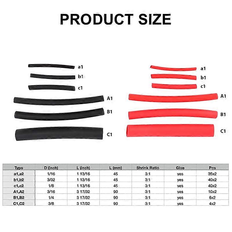 270Pcs 3:1 Adhesive Heat Shrink Tubing Kit, Heat Shrink Tubing Tube
