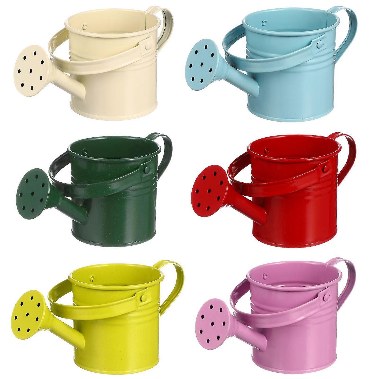 6pcs Pretty Gardening Iron Watering Cans Children's Multi-color Watering Cans