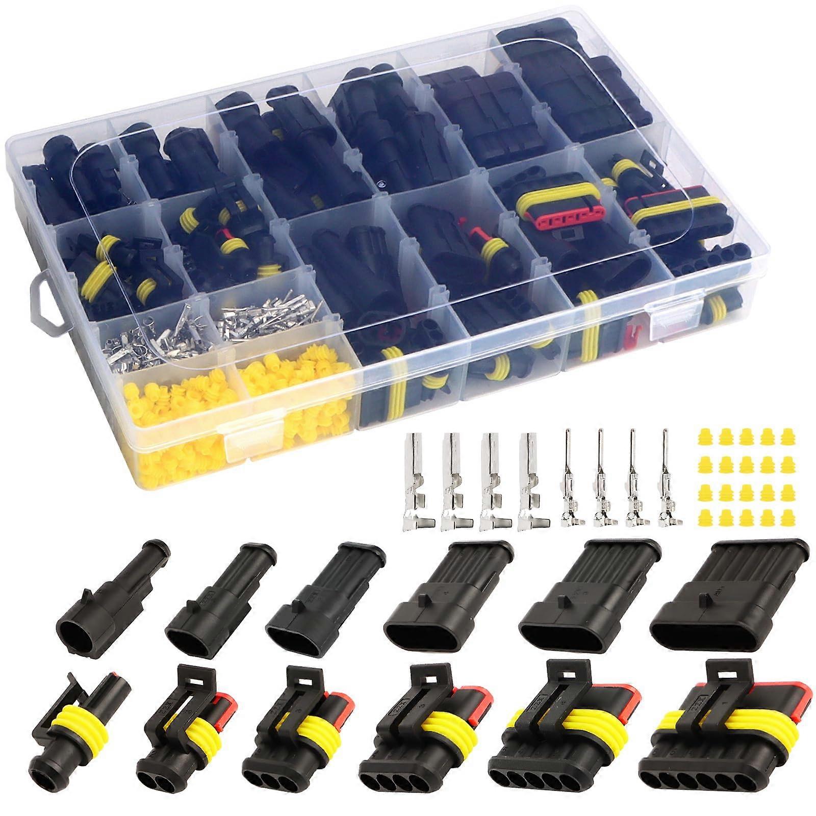 Weather Pack Connectors Kit 800 Pcs Waterproof Automotive Electrical Connectors 1-6 Pin Plug Kit Delphi Compatible 50 Sets