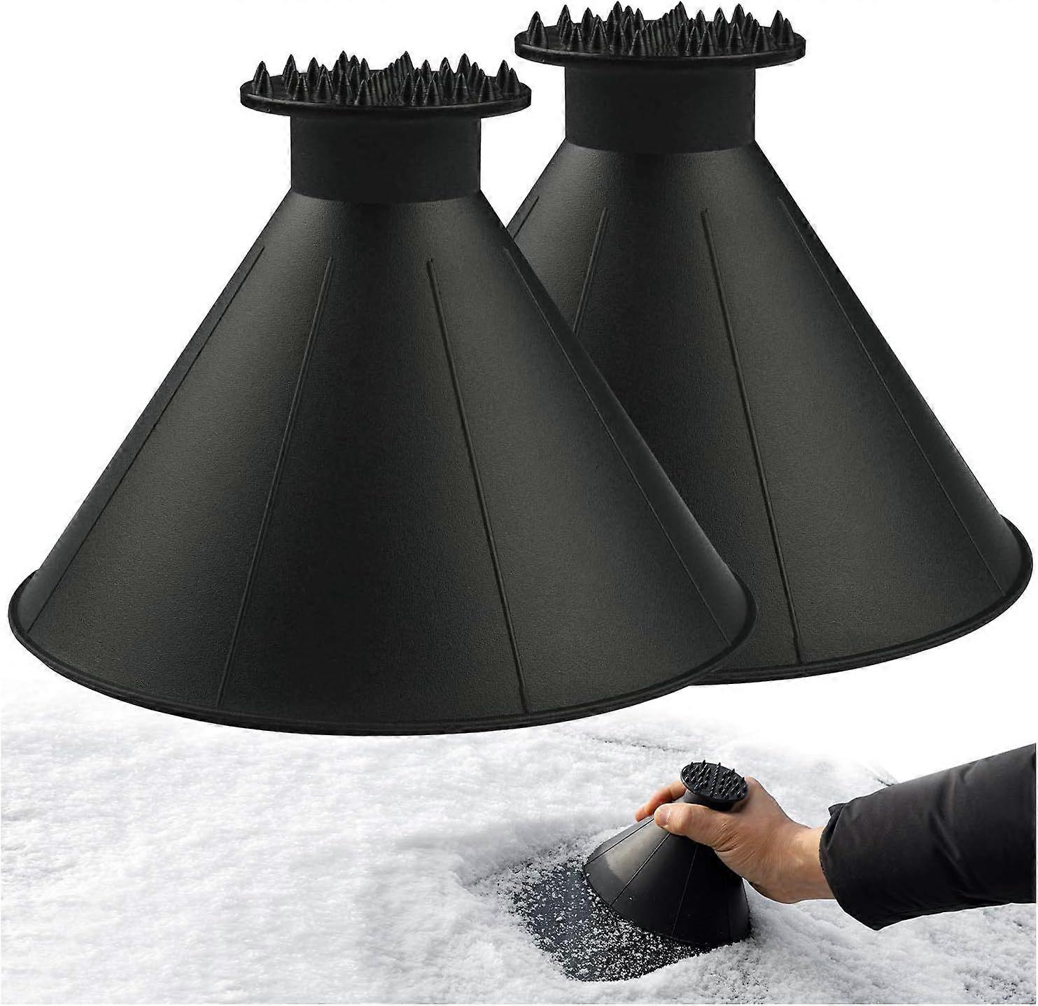 Magical Ice Scrapers for Car Windshield - 2 Pack Cone Magic Car Ice Scraper with Funnel, Round Snow Scraper