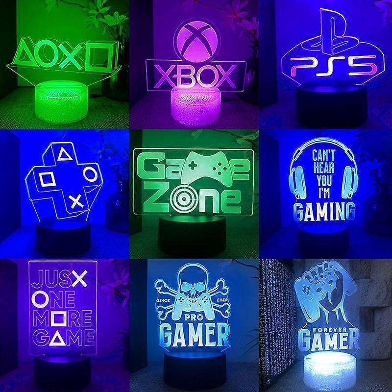 Oyun Odası 3D Gece Lambası Playstation Simgesi Sensör Masa Lambası Dekorasyonu Çocuk Hediyesi