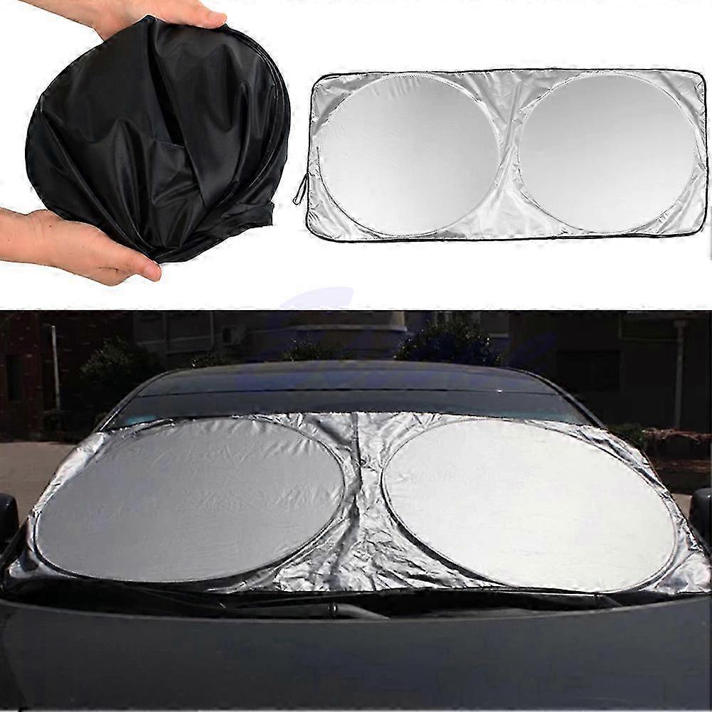 Jumbo Folding Front Rear Car Window For Sun Shade Auto Visor Windshield Cover Bl