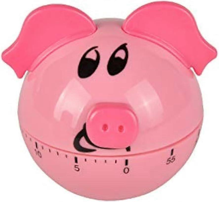 Cute Cartoon Pig Shape Mechanical Kitchen Timer, Countdown Timer, Alarm Clock, Suitable for Cooking, Baking, and Learning