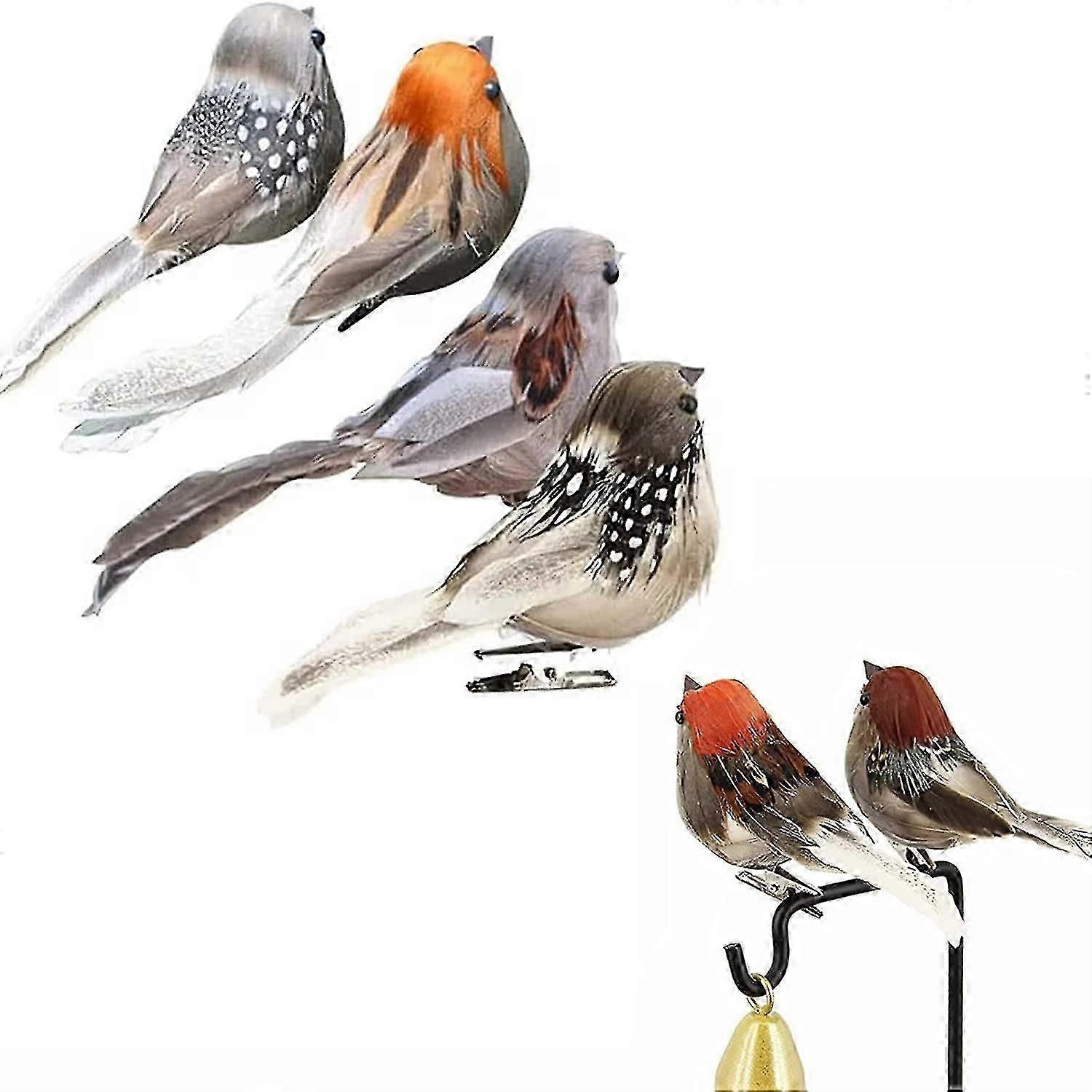 4 Pieces Artificial BirdsSmall Artificial Birds Artificial Foam Feather Birds Feathered Decorative