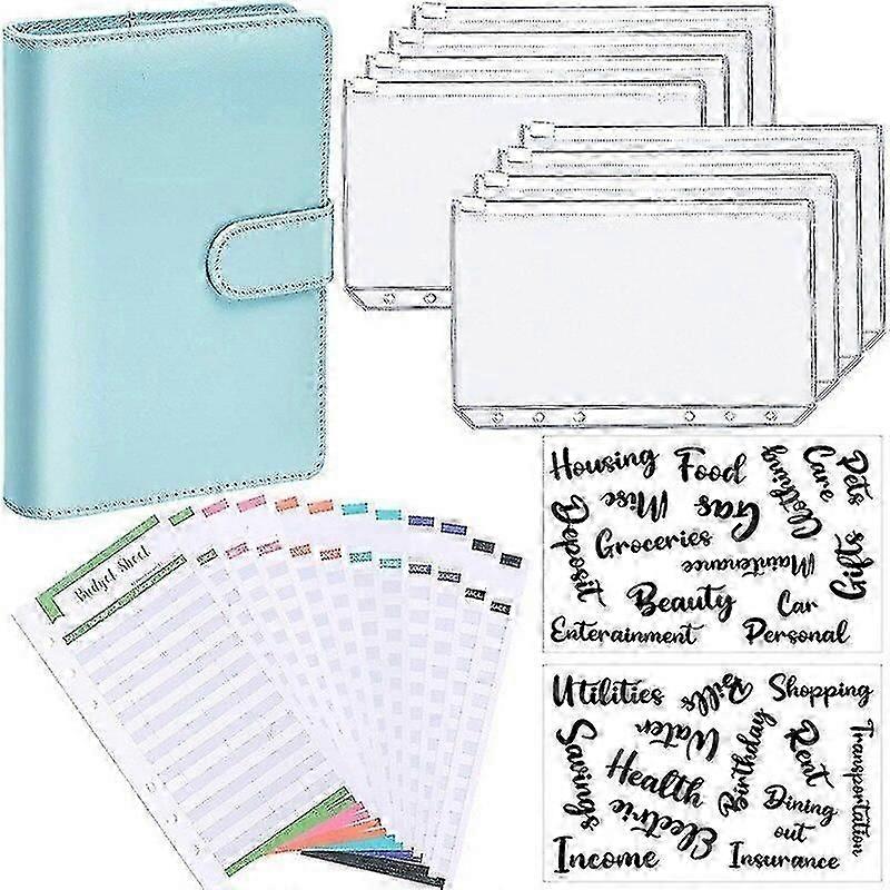 A6 Binder Budget Planner Notebook Covers Folder Size 6 Hole Pockets Plastic Zipper Money Saving Envelope