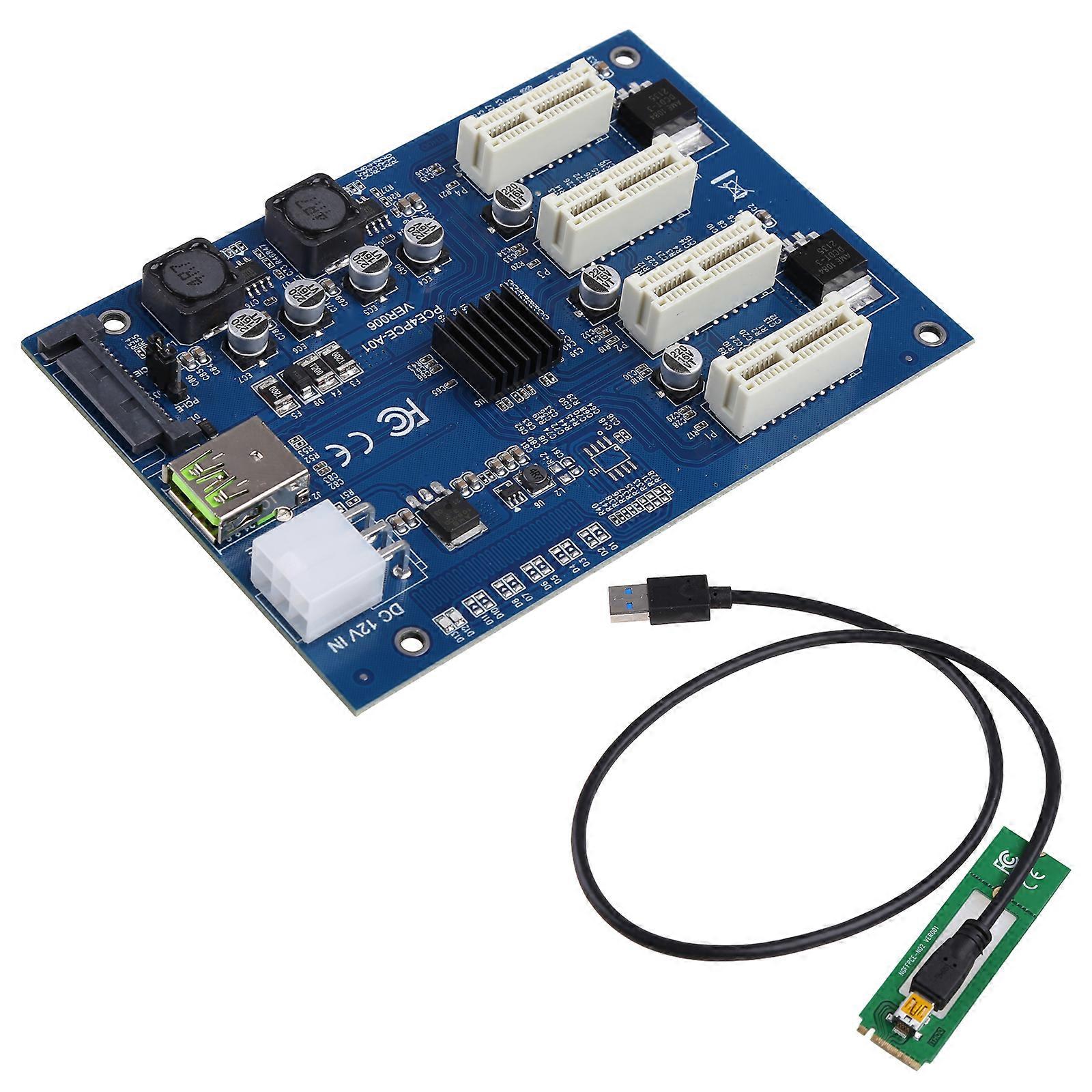 PCIE X1 To 4PCI-E X16 Expansion Kit 1 To 4 Port PCI for Express Switch Multiplier Hub 6pin SATA USB Riser Card for BTC M
