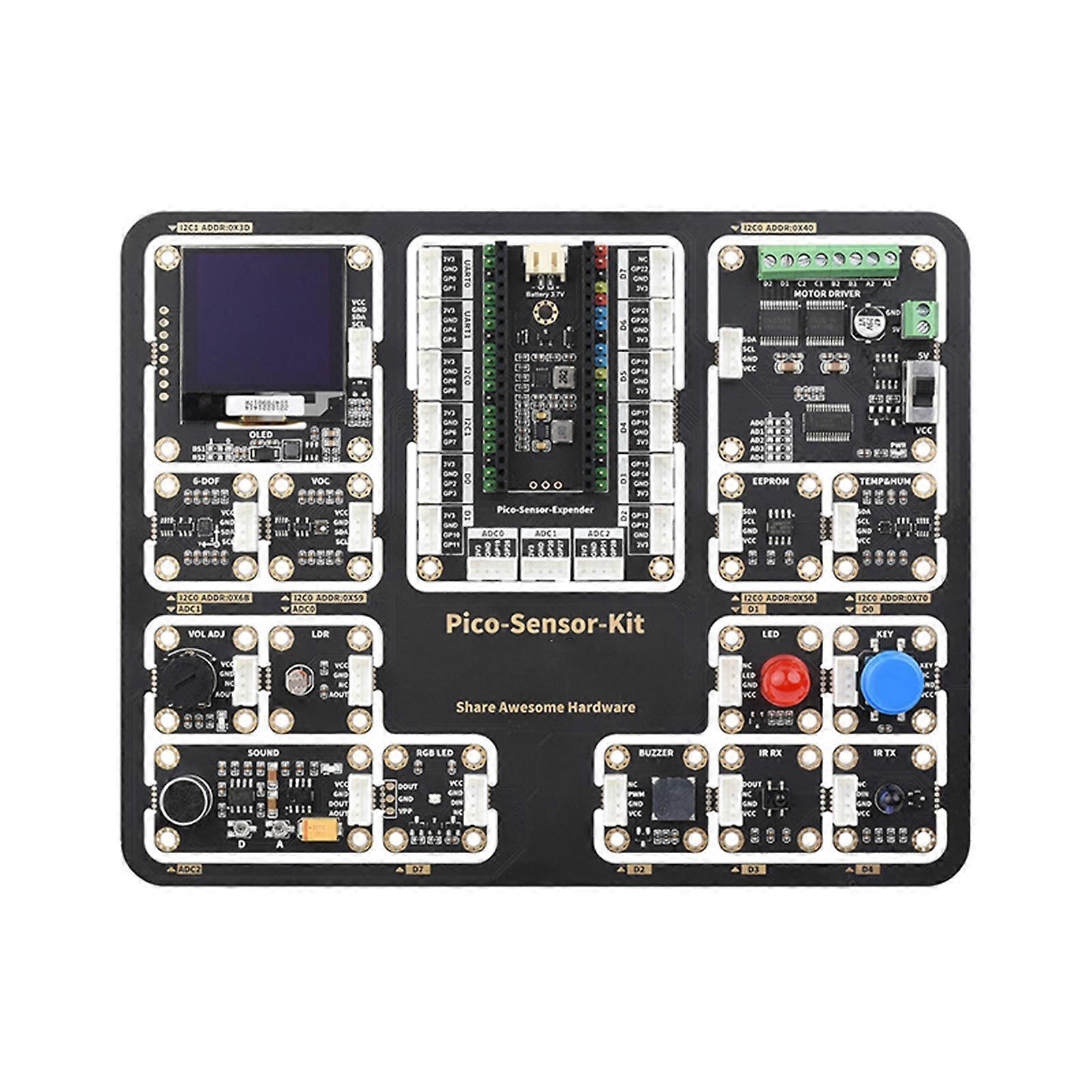 for Pico Sensor Kit with Pico Expansion Board and 15 Detachable Sensors All-in-One Design, No Soldering