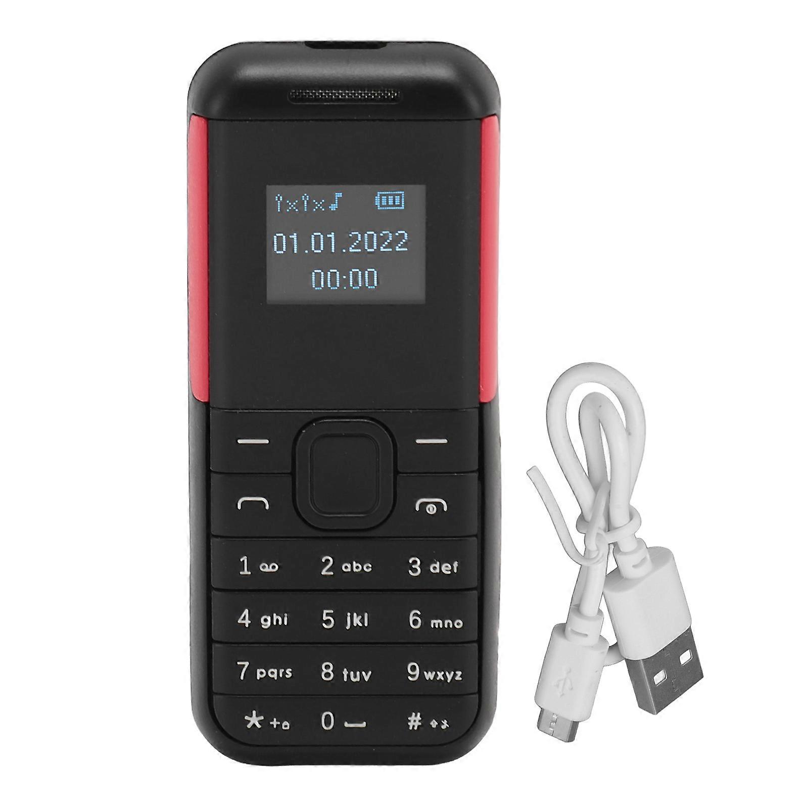 Mini 2G Phone Black Red: Dual SIM, Bluetooth Music Player, Voice Changer, Low Radiation