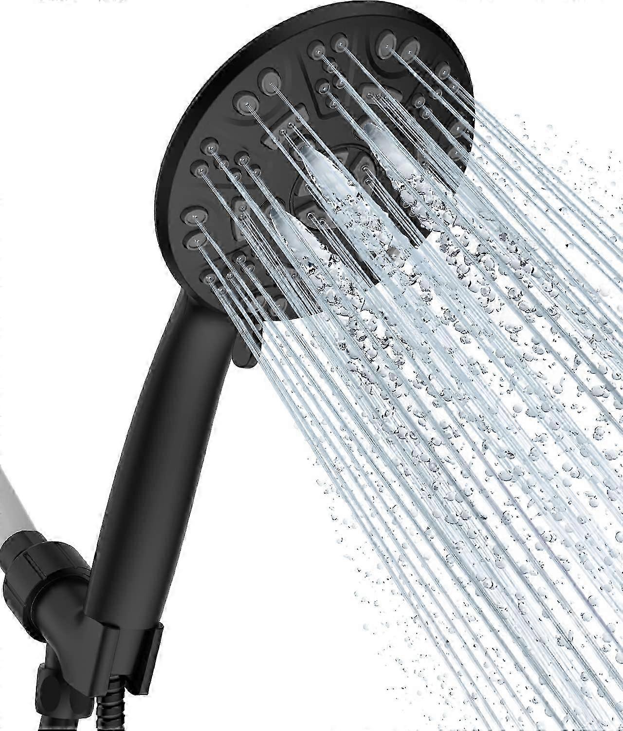 8-Function High Pressure Shower Head Set with Handheld, Hose & Bracket, Matte Black