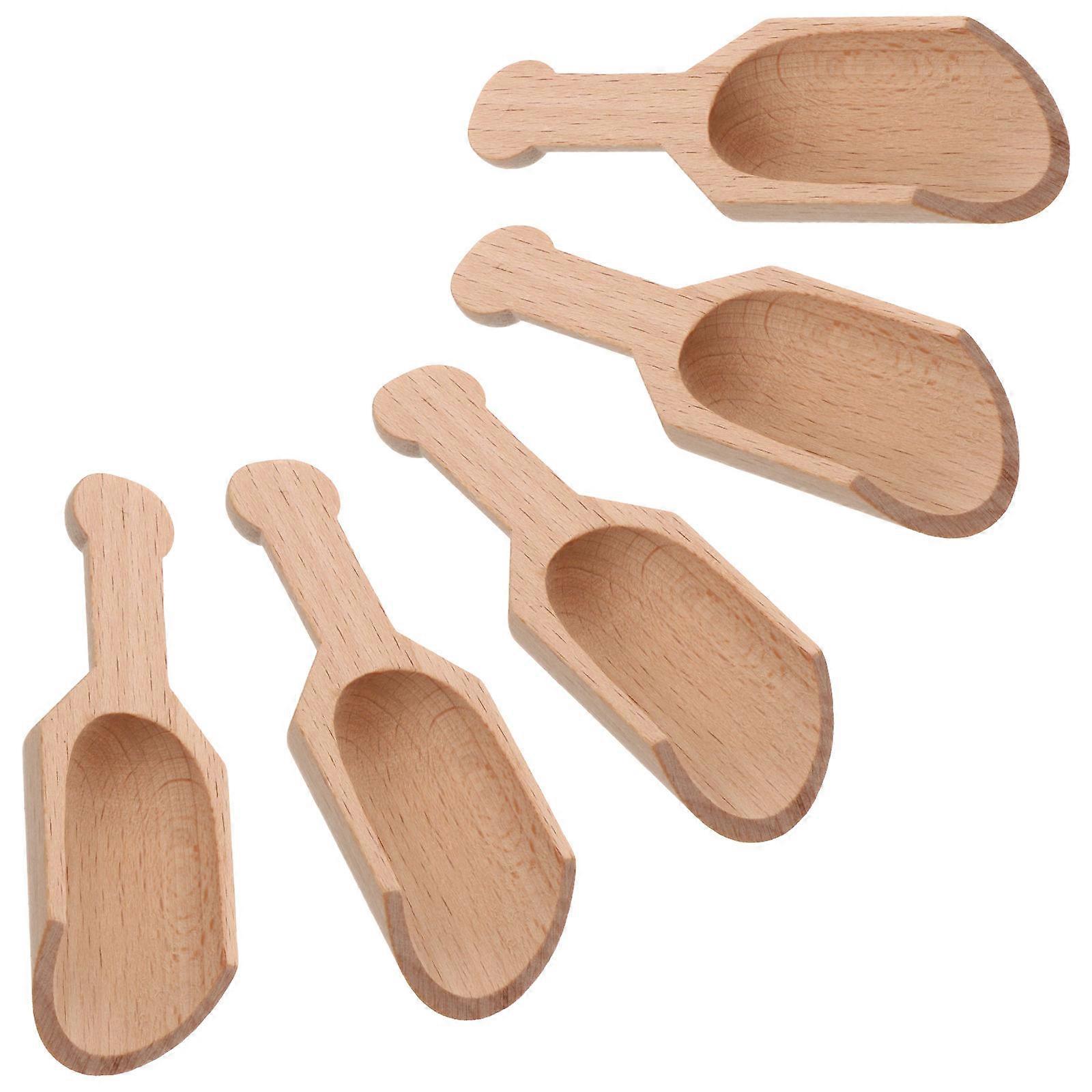 5Pcs Wooden Spoons Teahouse Tea Leaf Spoons Practical