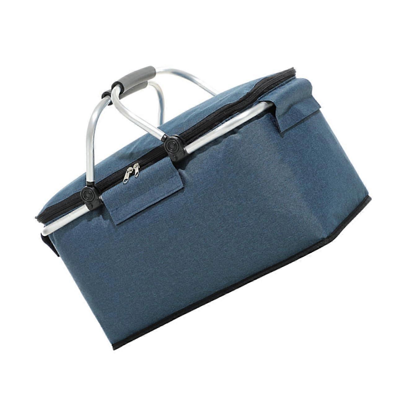 Insulated Picnic Basket with Handle - Foldable Cooler Bag for Outdoor Activities, Large Capacity, Durable, Space-Saving for Camping and Shopping