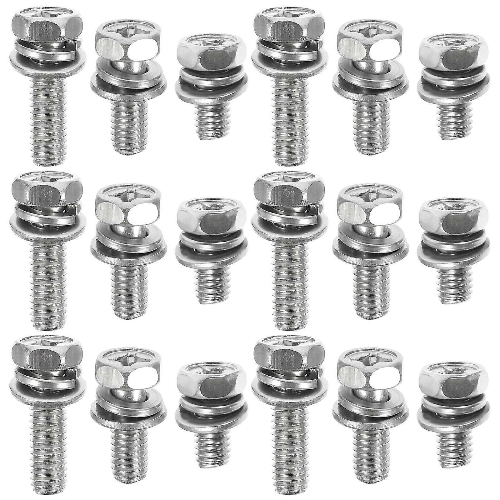 Stainless Steel Motorcycle Battery Terminal Bolts & Nuts with Washers – 18pcs Hex Screws for Automotive & DIY Projects – Universal Fit for Versatile