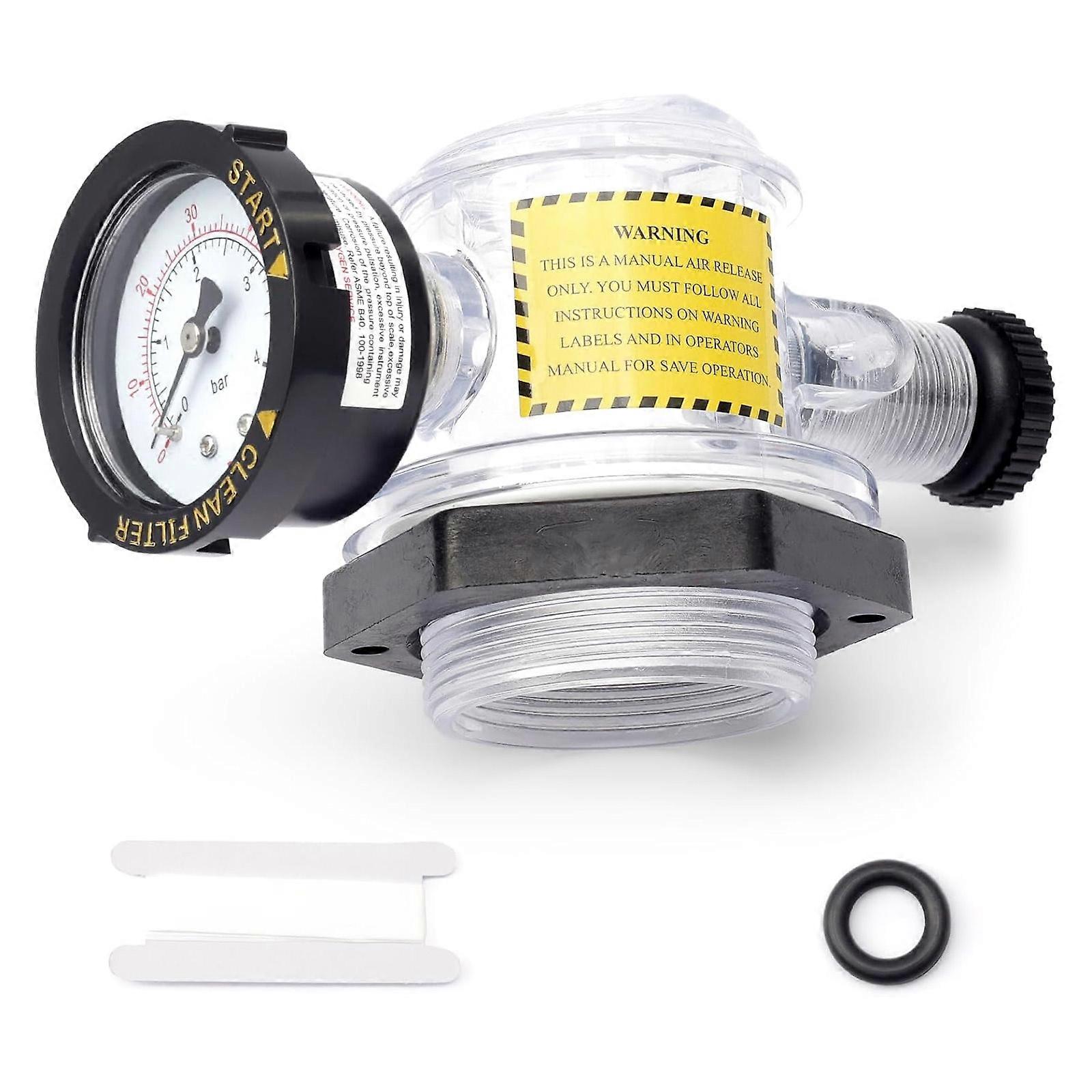 Manual Air Relief Valves with Pressure Gauge Air Relief Replacement for Pool Spa Sand Filter System TR100C Replacement