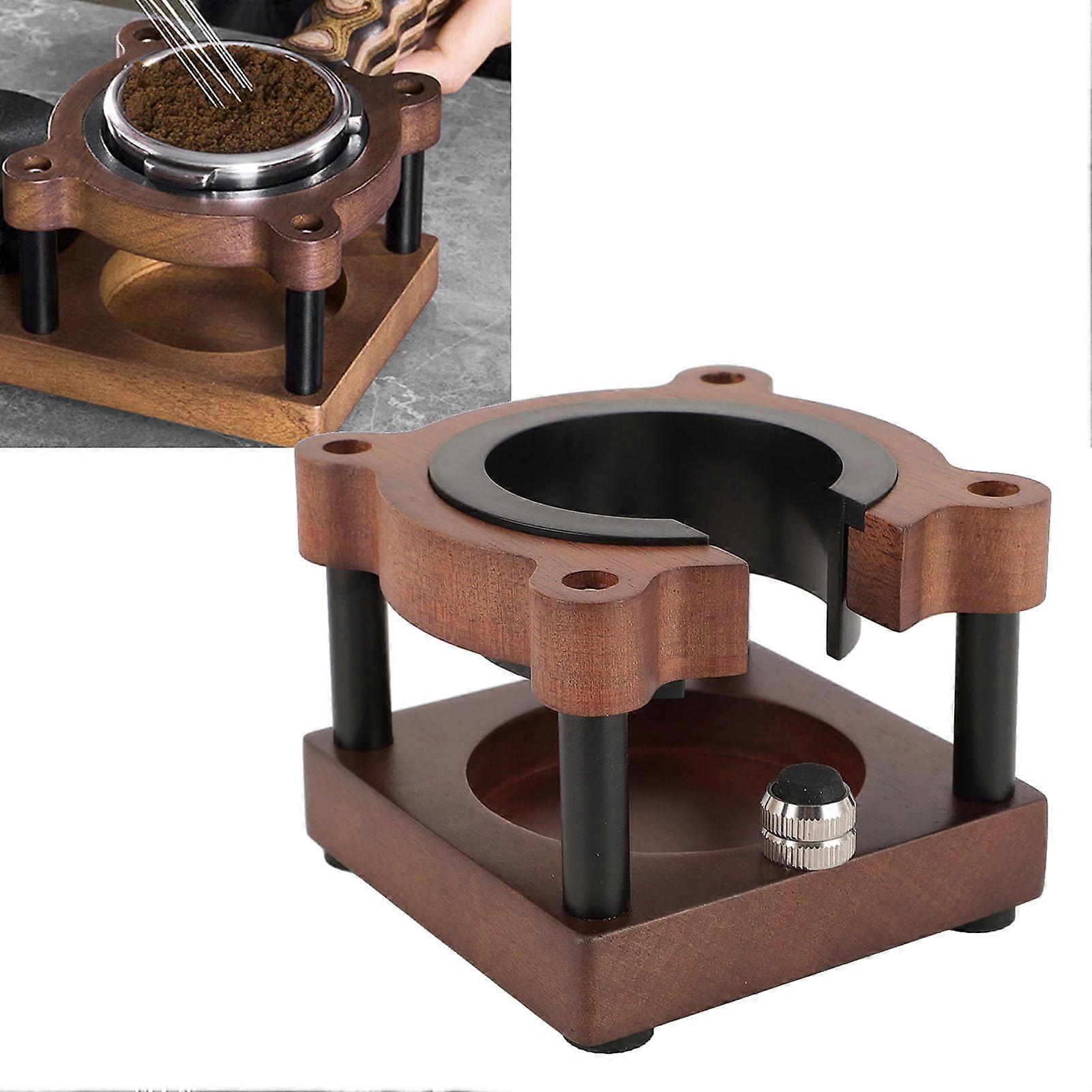 Bearshaped wooden coffee filter holder for 51,53,58mm portafilter, nonslip base