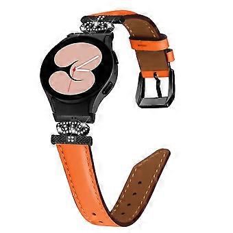 Correa de reloj de cuero de sarga en forma de D con corona para Samsung Galaxy Watch6 / 6 Classic