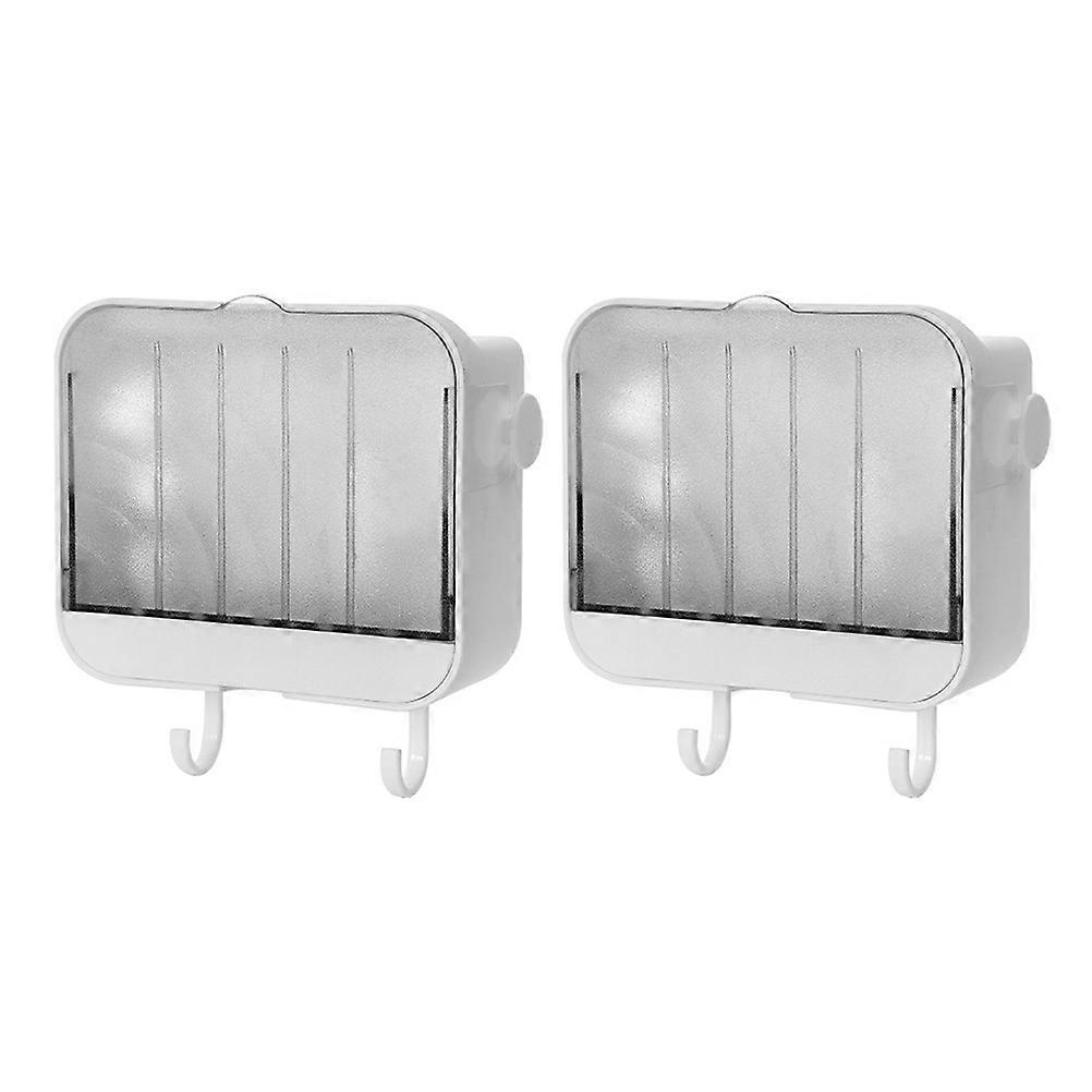 Bathroom Soap Holder No Drilling Soap Dish With Hook Extend Soap Life 12.5x11cm 2Pcs