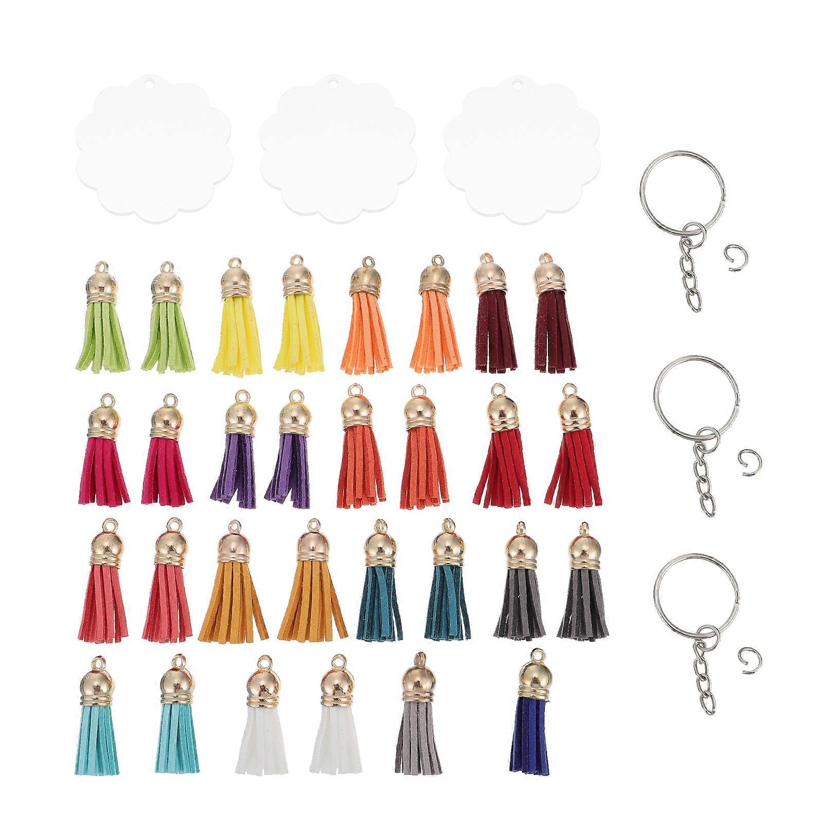 30pcs DIY Keychains with Tassels, Blank Key Rings for Transfer Designs, Crafting & Personalization