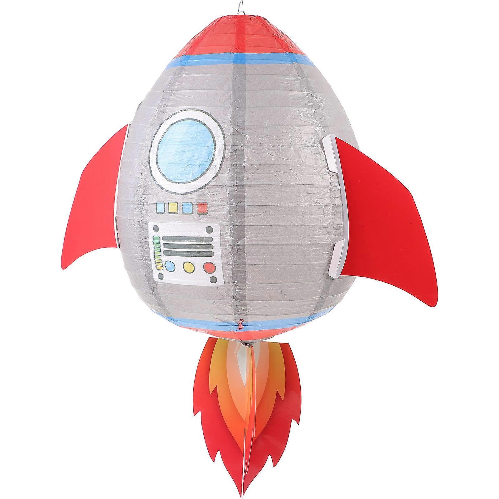 Space Theme Party Decorations Rocket Shape Paper Lantern Hanging Decoration Multi 43X38X25CM Foldable Design 1Pack