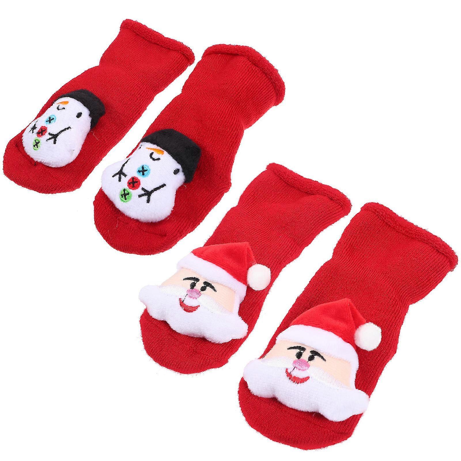 Winter Cotton Socks Warmth Non-Skid Grippers Comfortable Foot Soles Elastic Ankle Design 2Pairs
