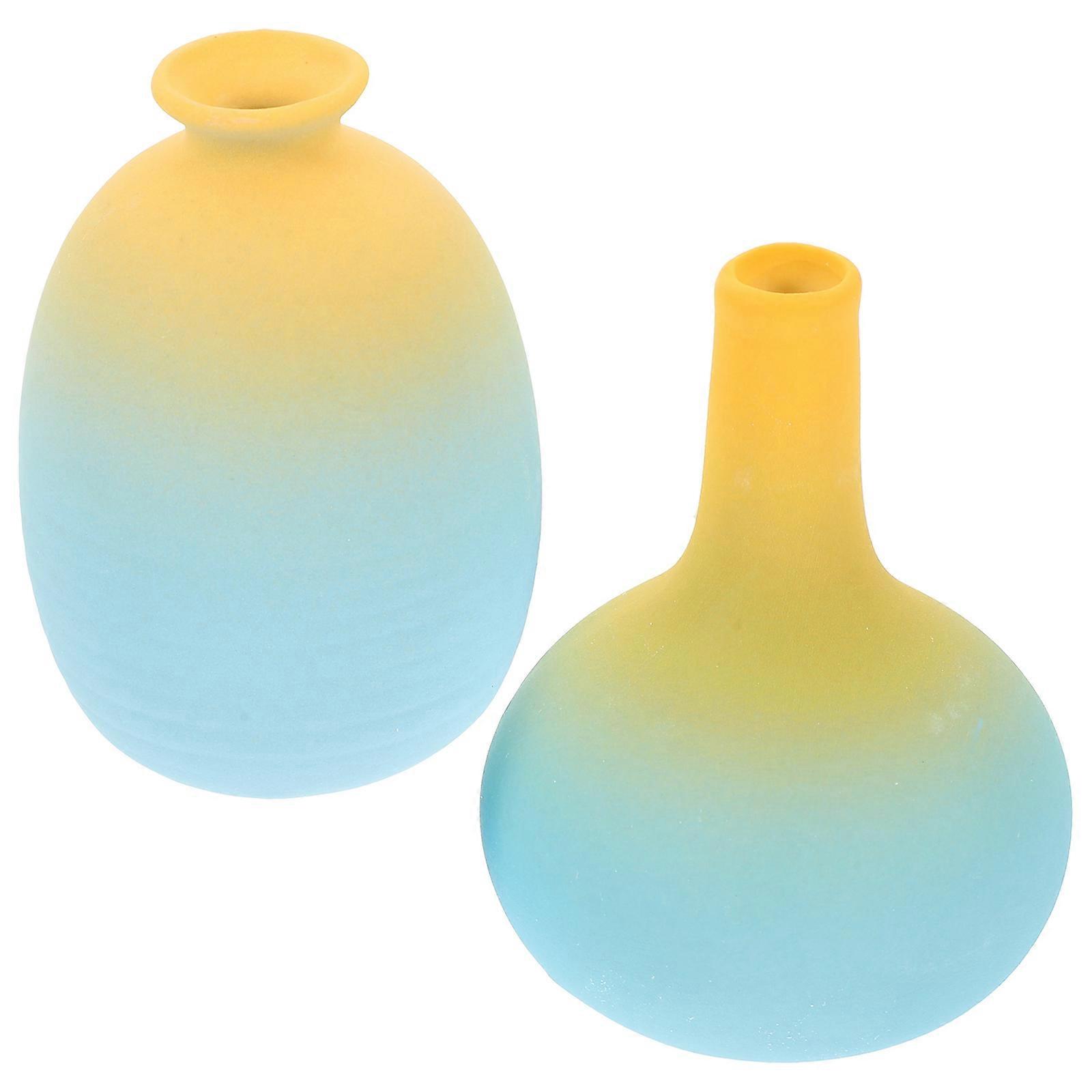 Gradient Color Ceramic Vase Rustic Style Water Holding Wedding Planning 2Pcs