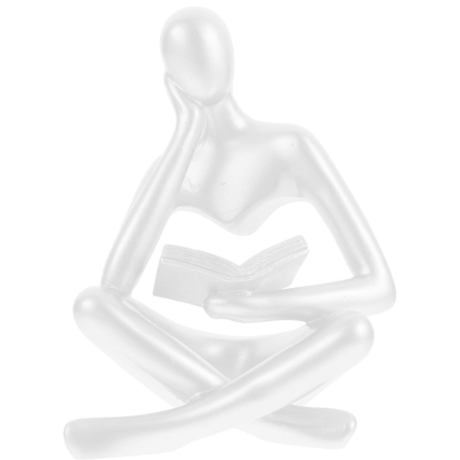 Elegant Desktop Thinker Figurine Abstract Resin Craft for Home Office Decor Nordic Style Reading Man Statue for Living Room Bookshelf Decoration