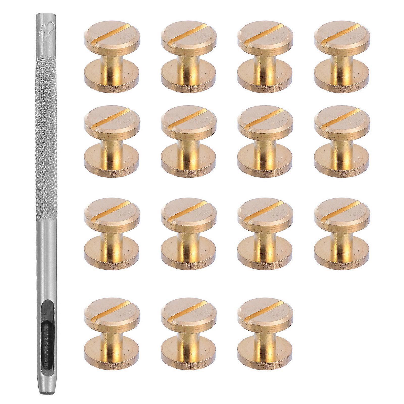 16pcs Pure Chicago Screws with Punch Tool for Easy Rivet Installation in DIY Canvas, Purse, Belt & Shoe Projects