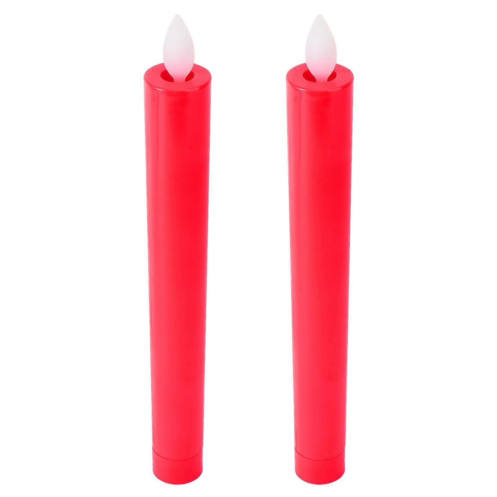 Flameless Candles 1Pair Red Pet-Child Friendly Candle LED Lights for Home
