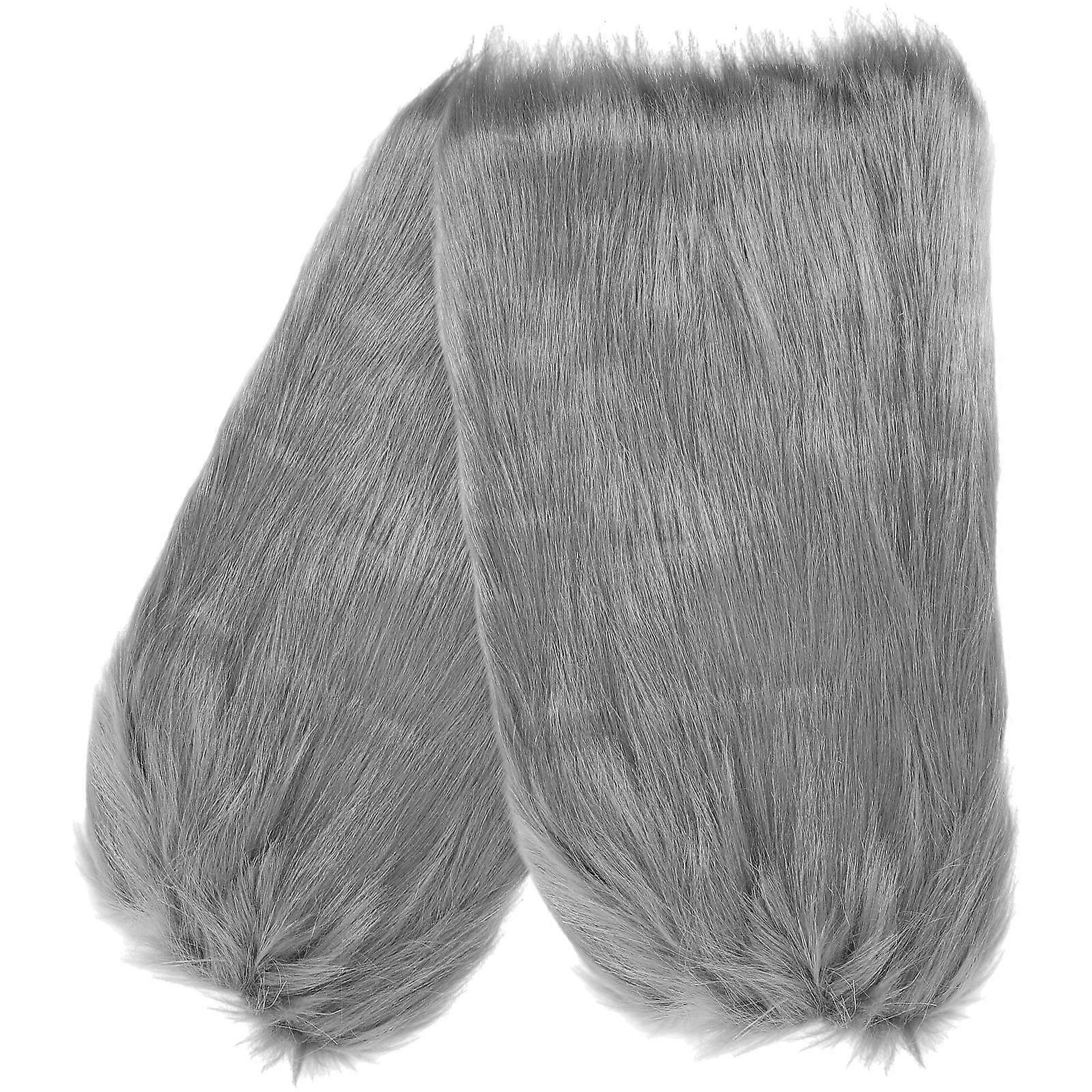 Furry Leg Warmers for Women – Gray Winter Socks with Elastic Band, Breathable & Soft Boot Covers for Cozy, Skin