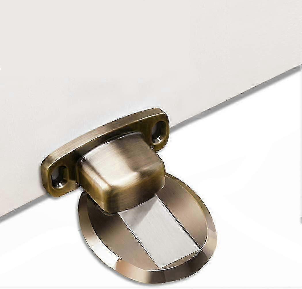 強力な磁気ドアストッパー金属製ドアストップヘビーデューティドアキャッチ、3M自己接着隠しネジ付き床取り付け-良好