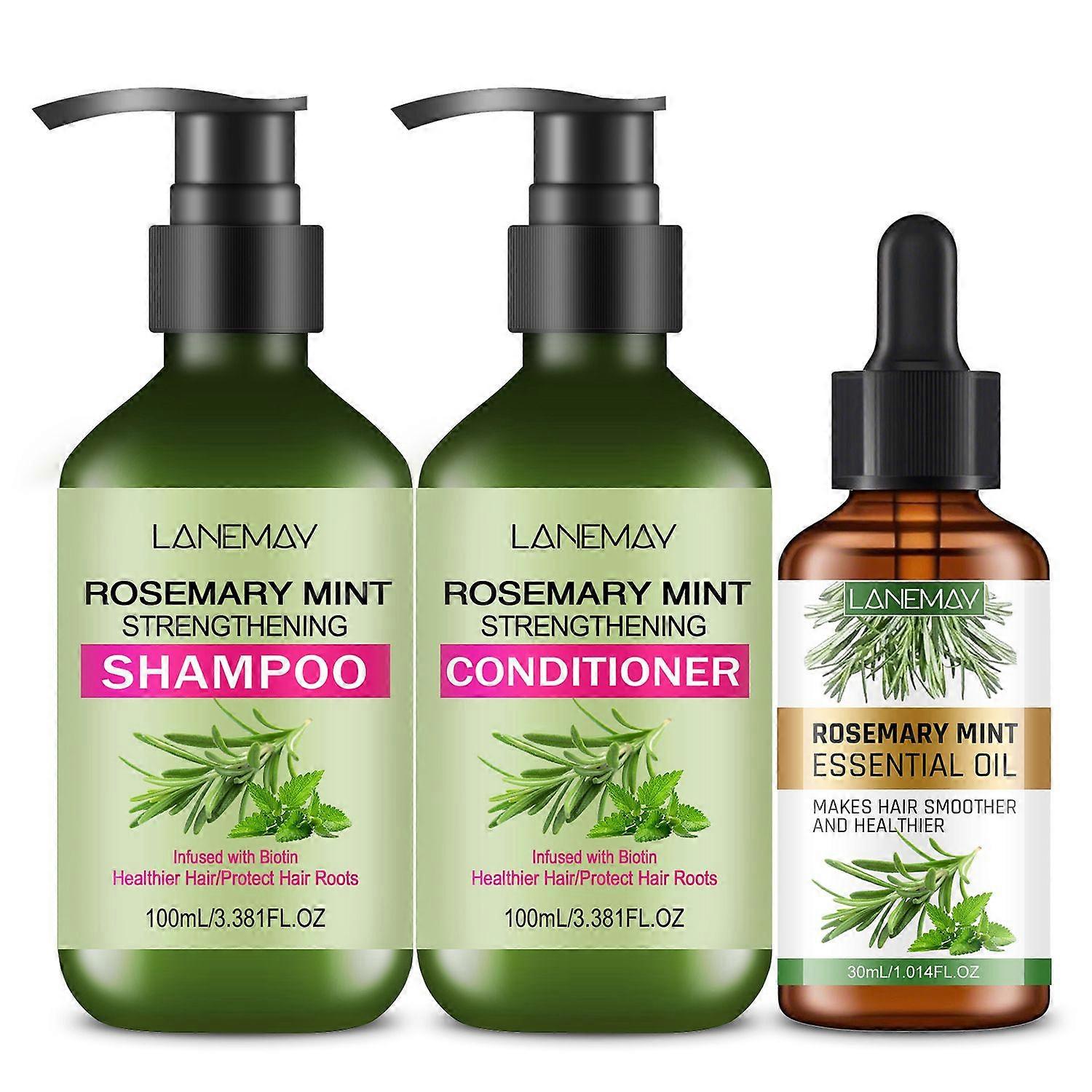 unbrand Coffret de soins capillaires fortifiants au romarin et à la menthe - Shampoing et après-sham