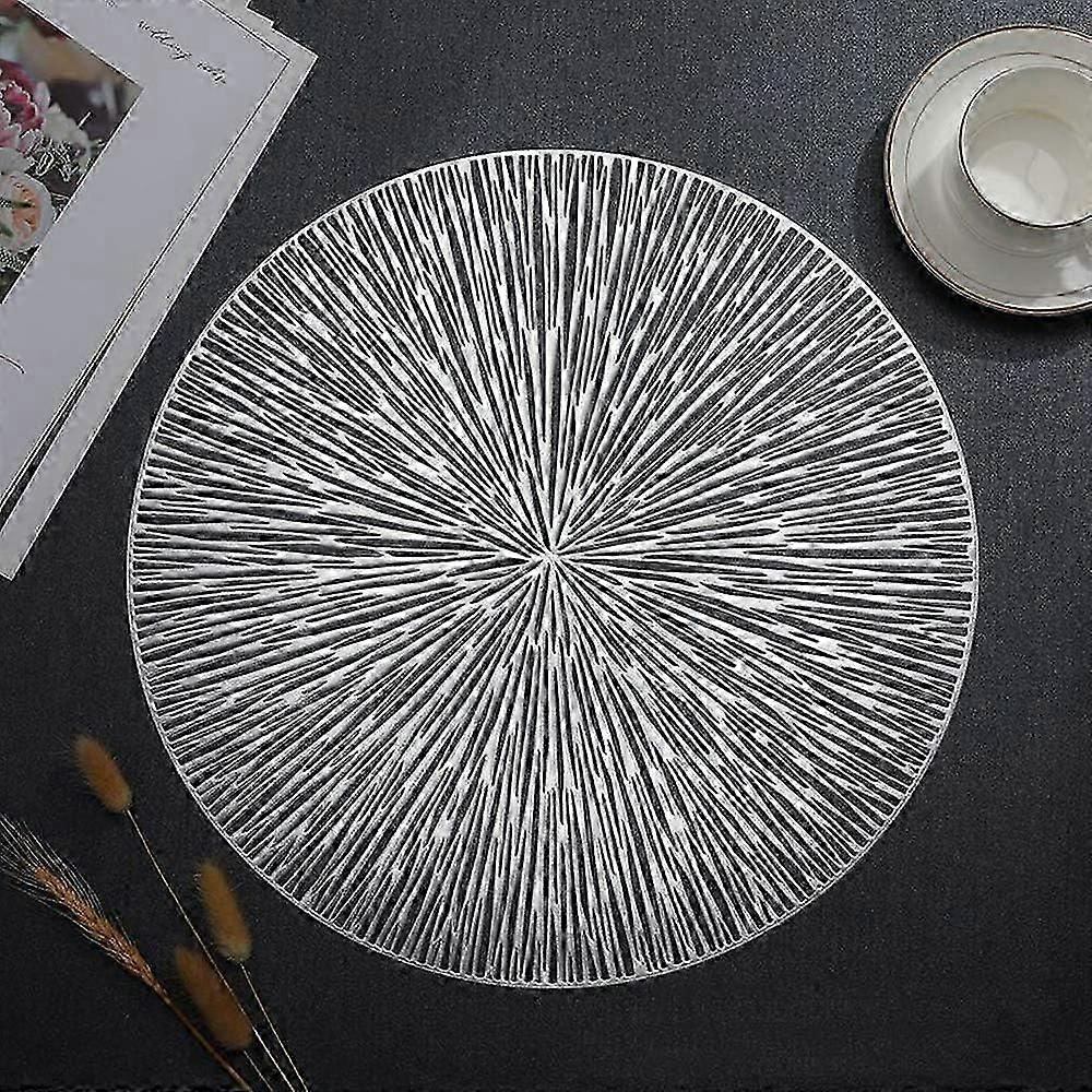 Silver PVC Decorative Placemats - Set of 4 Firework Pattern Heat Resistant