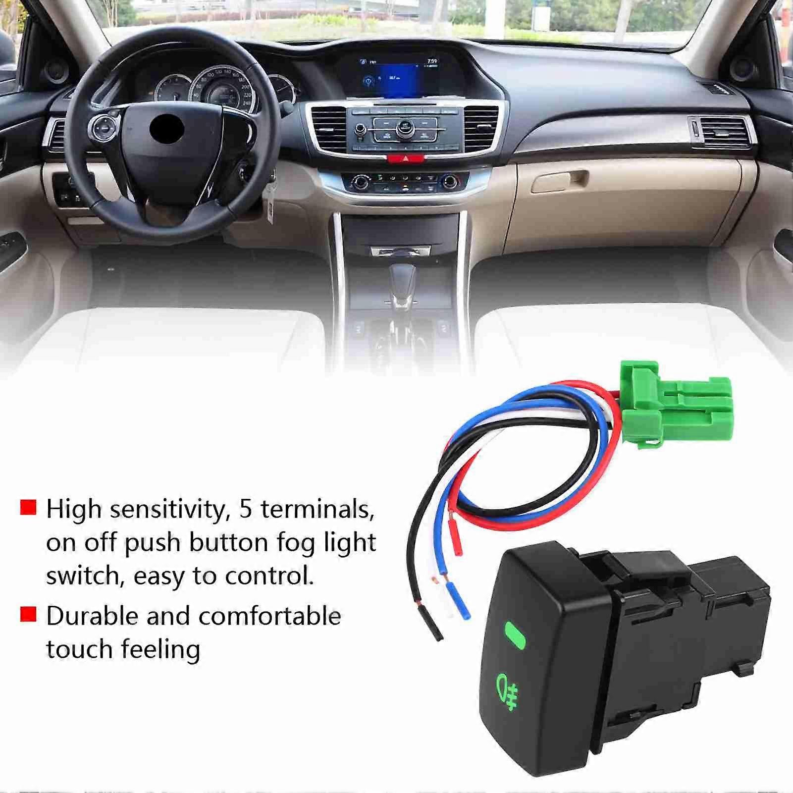 5 Pin Black Plastic Push Button Fog Light Switch For Civic Accord CRV