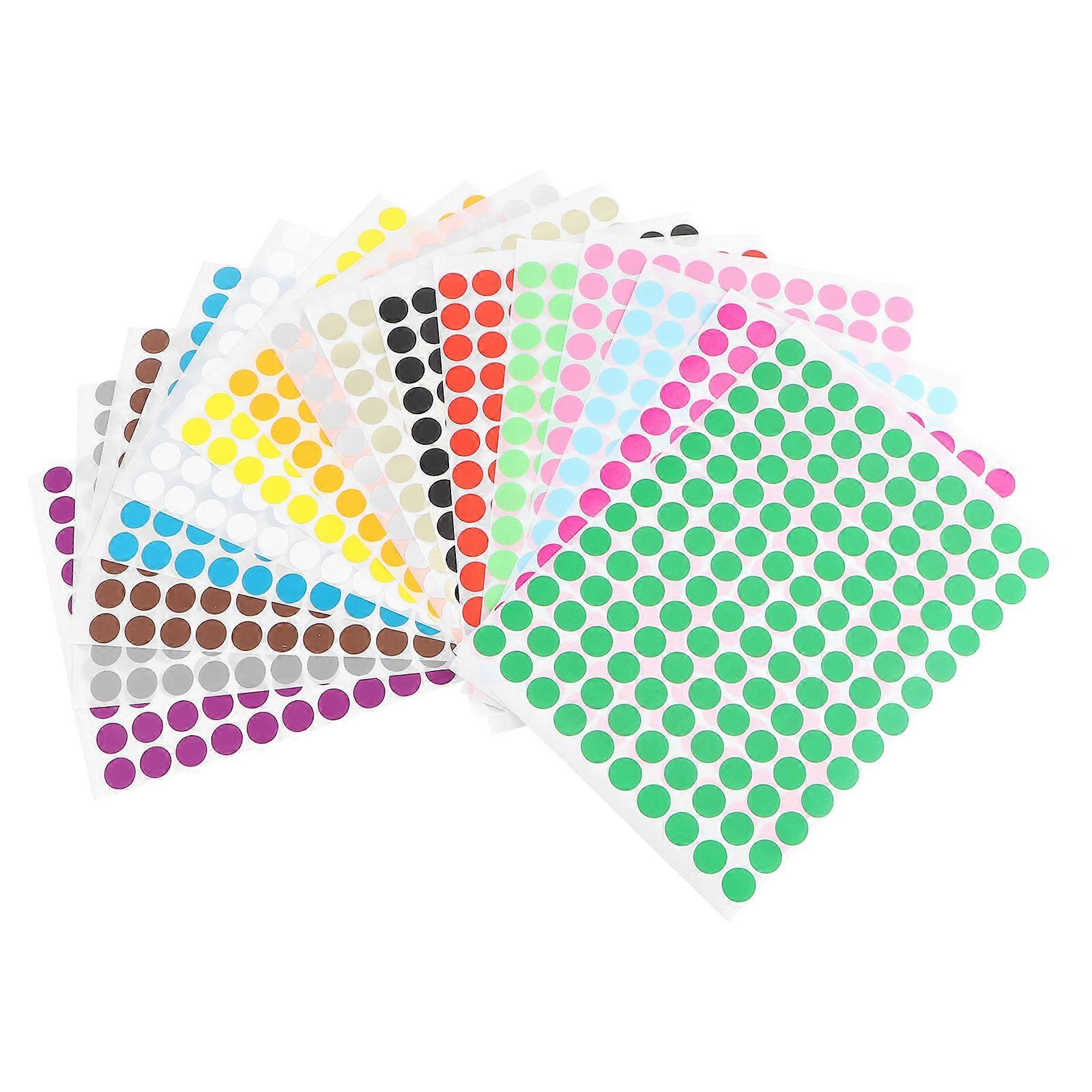 Round Dot Stickers Colorful Label Paper Adhesive Decals Mixed Color 13mm For Festive Themed Activities 16 Sheets