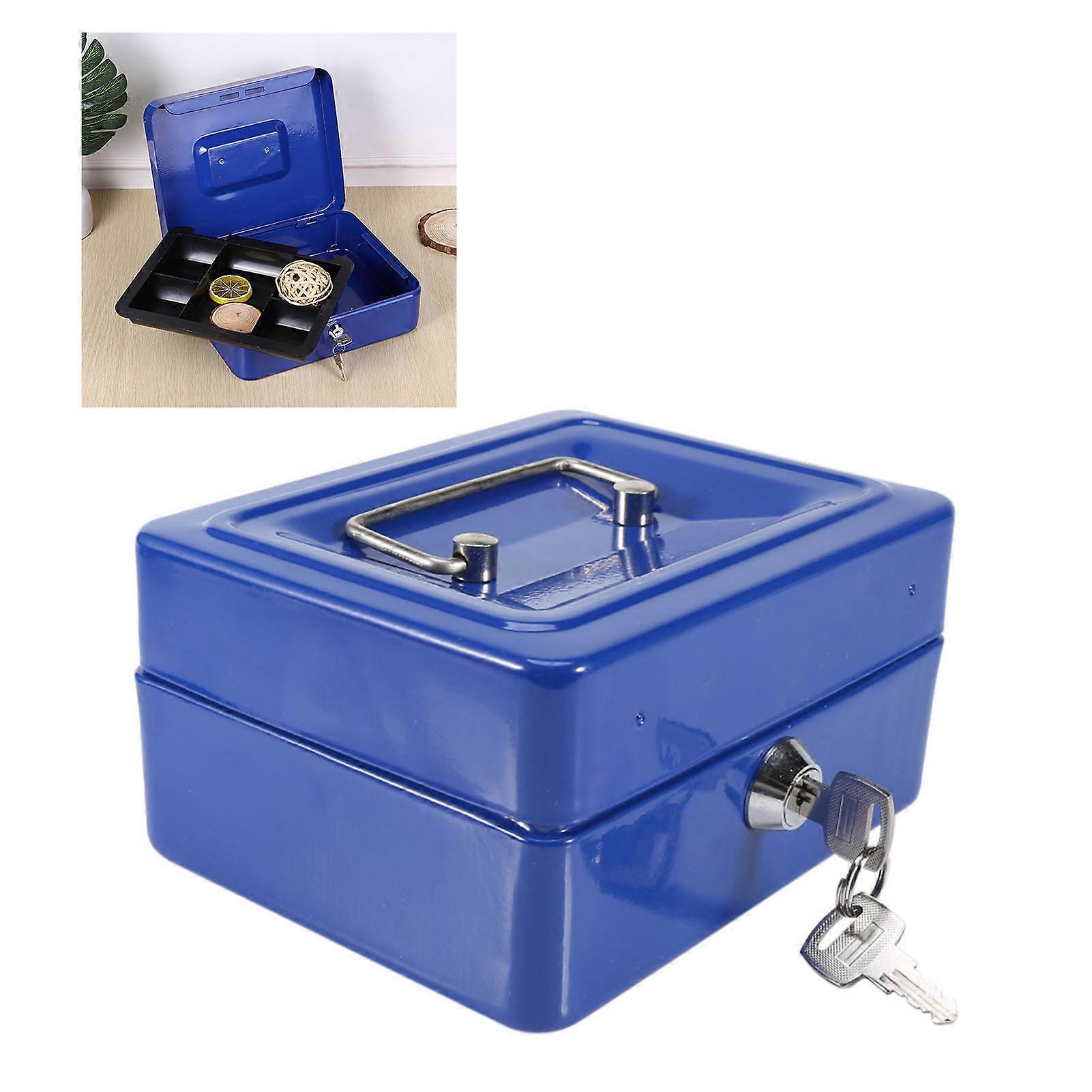 Fireproof Large Portable Metal Document Box 250x200x90mm Blue